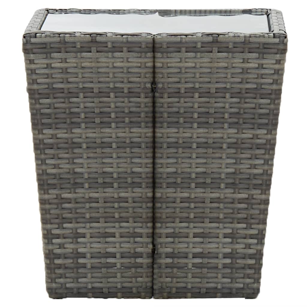 Beistelltisch Grau 41,5×41,5×43 cm Poly Rattan und Hartglas